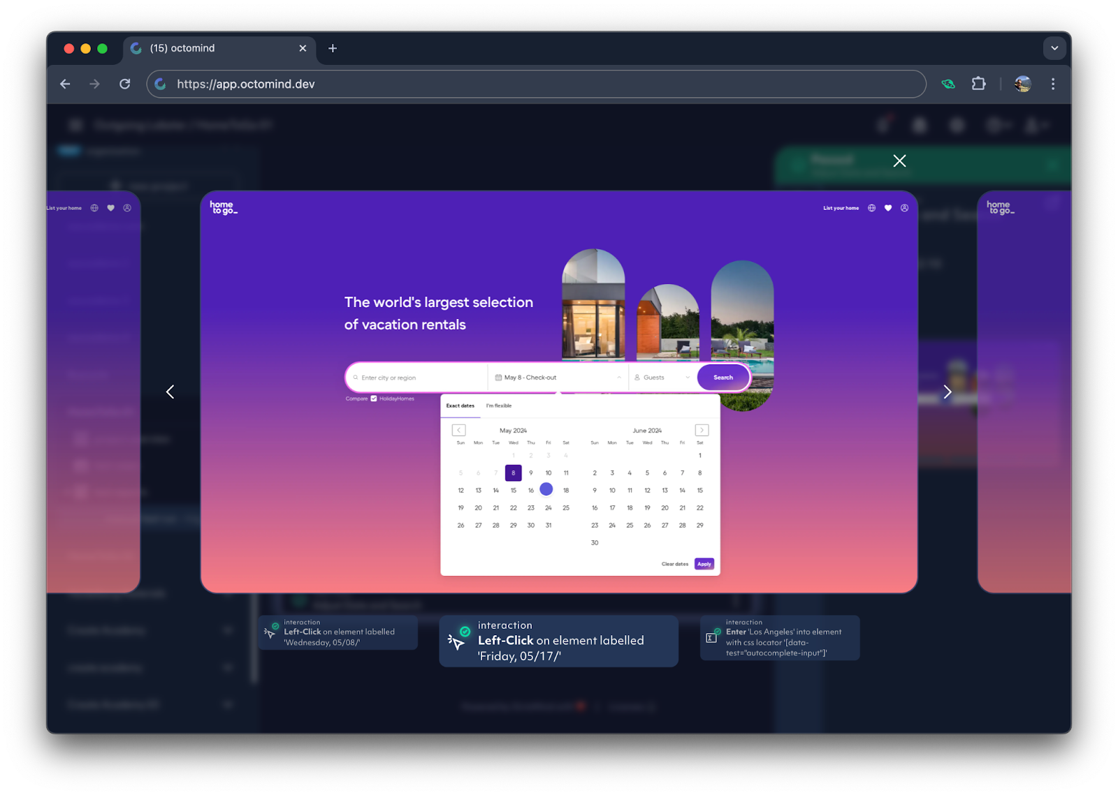 step by step screenshots in Octomind test reports