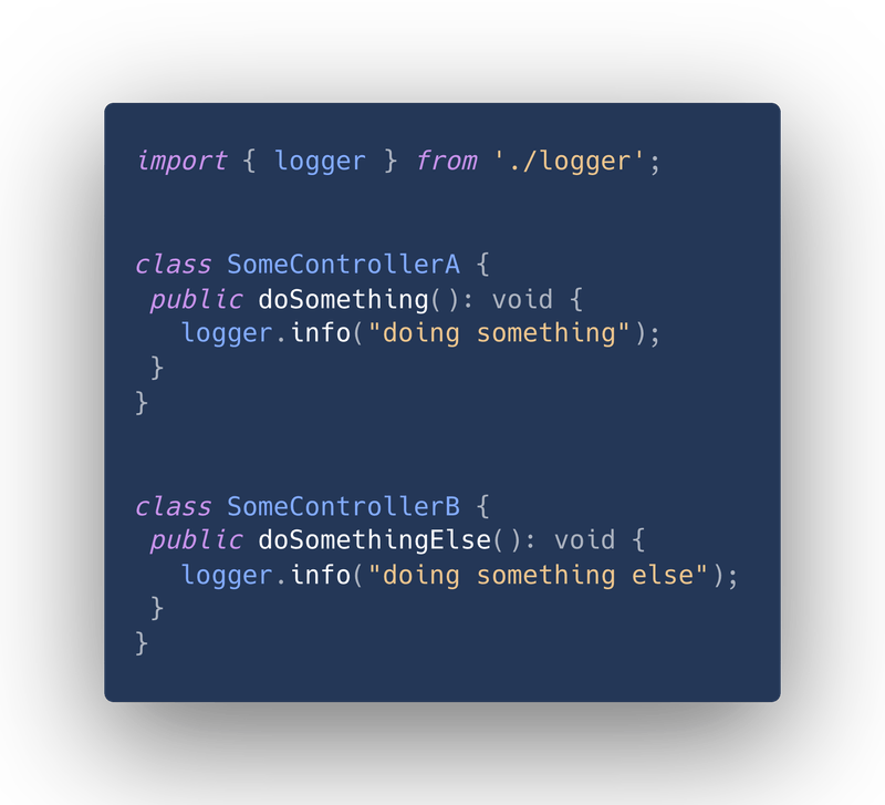 code snippet showing singleton pattern
