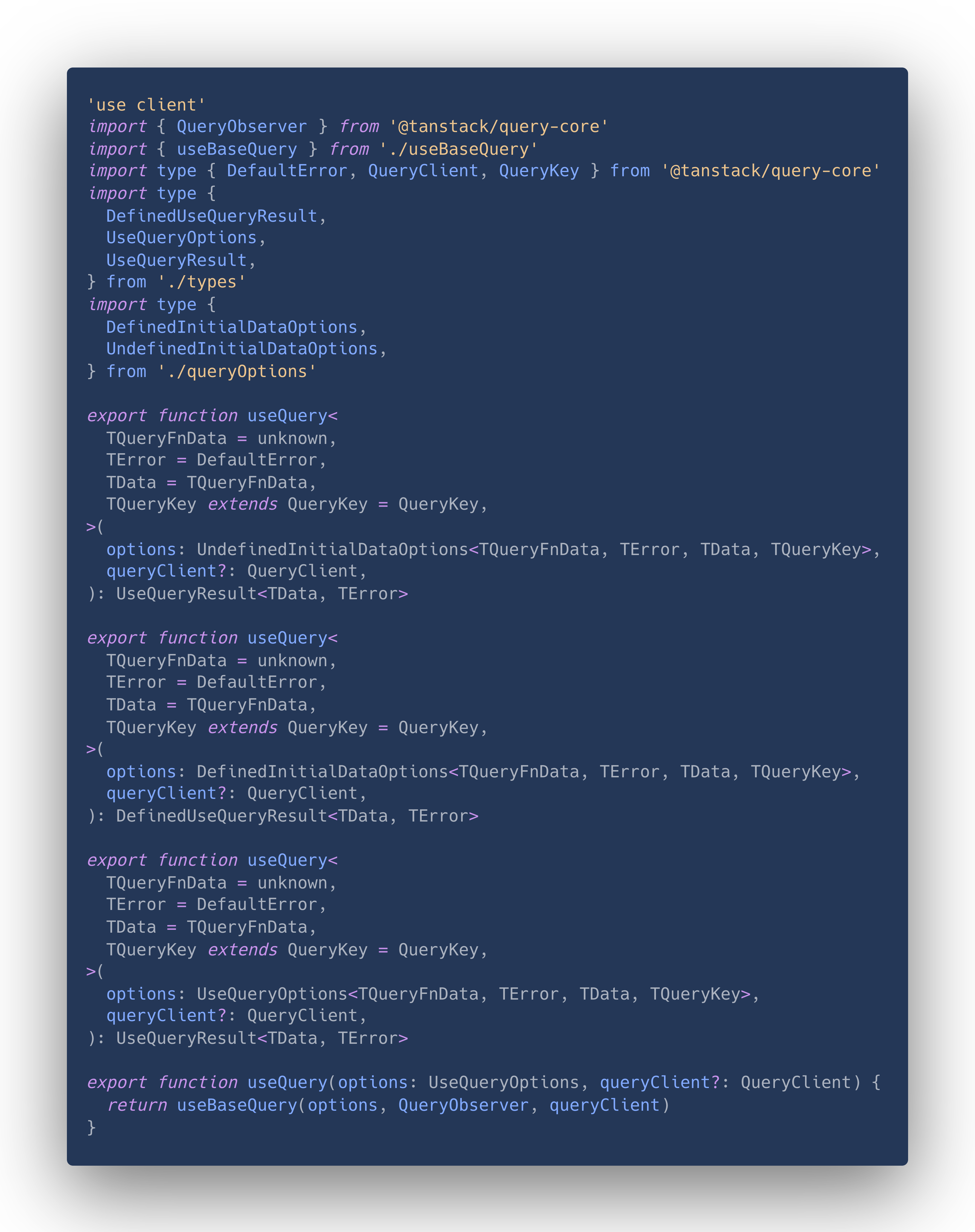 code snippet from tanstack query TS library