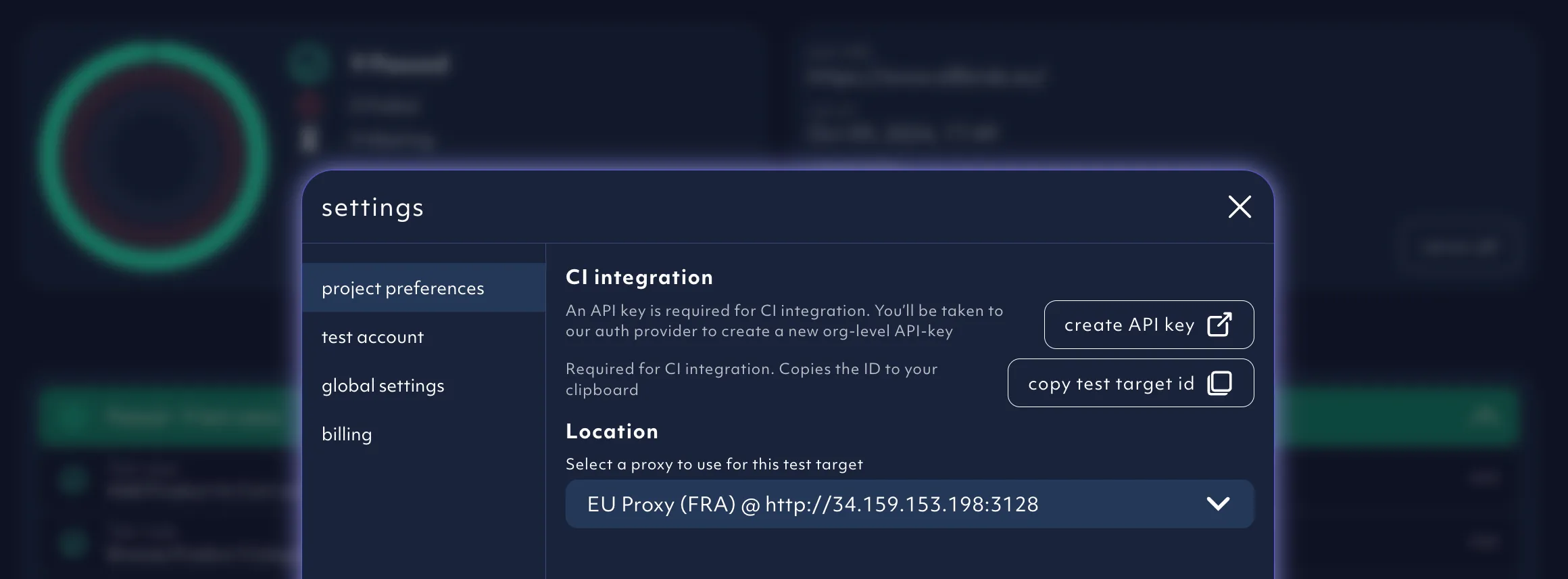 API key for CI integrations in Octomind app settings, 10/24